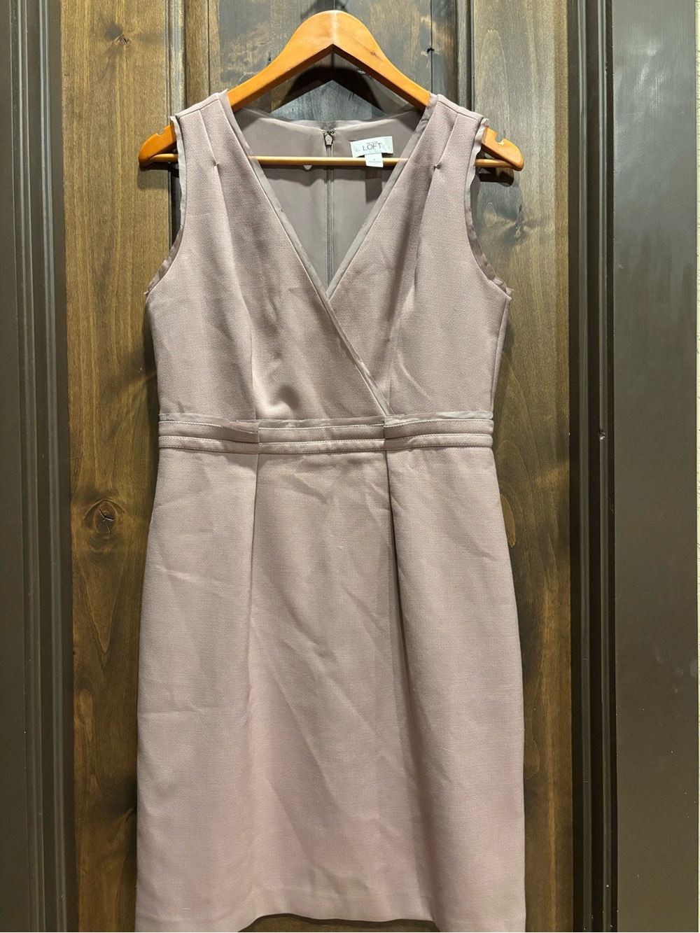 LOFT Dusty Mauve Sleeveless V-Neck Sheath Dress